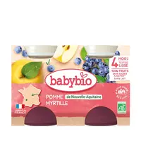 BABYBIO príkrm jablko a čučoriedky 2x130 g