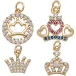 8Pcs 4 Style Brass Micro Pave Cubic Zirconia Pendants