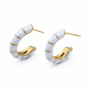 Enamel C-shape Stud Earrings