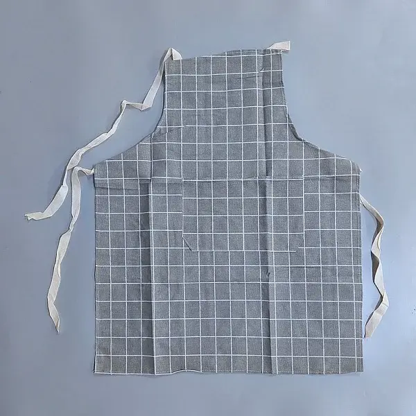 Tartan Pattern Cotton and Linen Sleeveless Apron