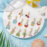 14Pcs Beach Theme Alloy Enamel Pendant Decorations