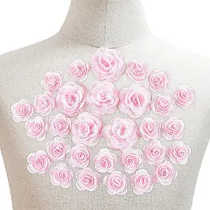 3D Rose Flower Polyester Computerized Embroidered Ornament Accessories