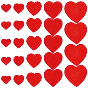 25Pcs 5 Styles Heart Polyester Iron on/Sew on Patches