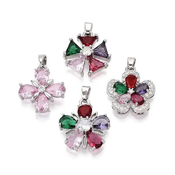 Brass Micro Pave Cubic Zirconia Pendants