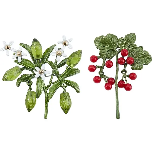 2Pcs 2 Styles Flower Enamel Pins