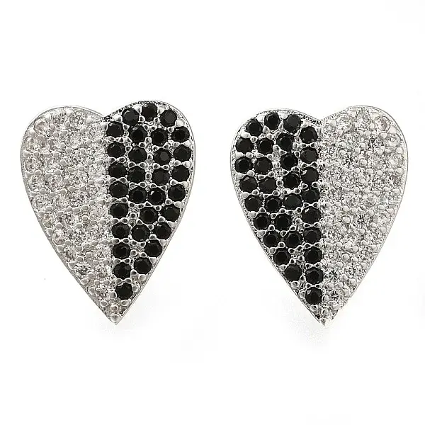 Brass Pave Cubic Zirconia Stud Earrings