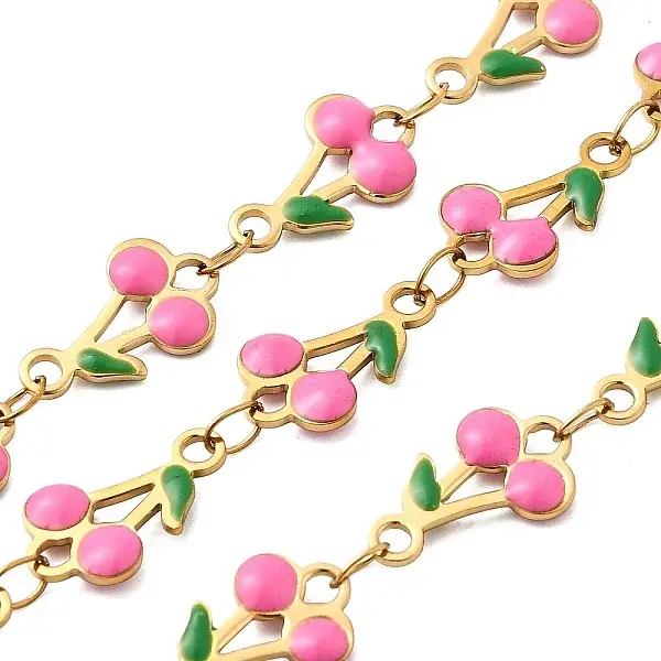 Ion Plating(IP) 304 Stainless Steel Enamel Cherry Link Chains
