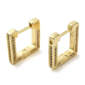 Rack Plating Brass Micro Pave Cubic Zirconia Hoop Earring