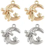 2Pcs 2 Colors Brass Pendants with Clear Glass