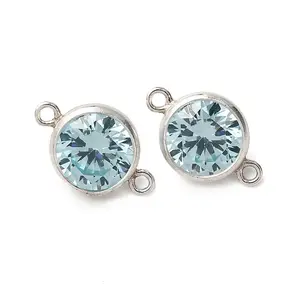 925 Streling Silver Pave Cubic Zirconia Birthstone Connector Charms