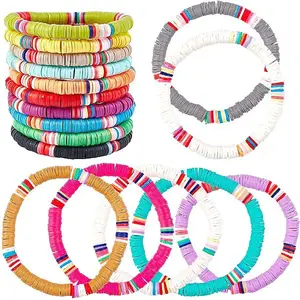 Handmade Polymer Clay Heishi Beads Stretch Bracelets