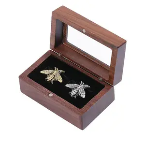 Rectangle Walnut Wood Cufflink Storage Boxes