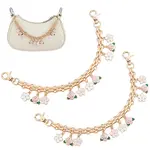 2Pcs Alloy Pink and White Enamel Flower Tassel Bag Decorative Chains
