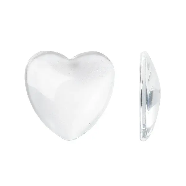 Transparent Glass Heart Cabochons