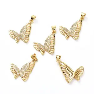 Brass Micro Pave Clear Cubic Zirconia Pendants