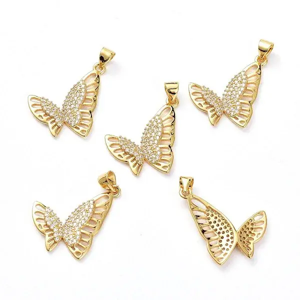 Brass Micro Pave Clear Cubic Zirconia Pendants
