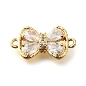 Brass Clear Cubic Zirconia Connector Charms