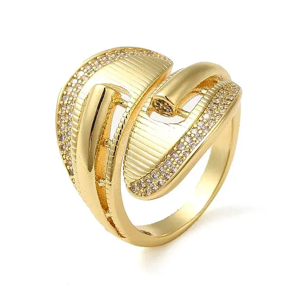 Brass Micro Pave Cubic Zirconia Open Cuff Ring
