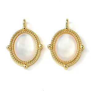 Brass Pave Shell Pendants