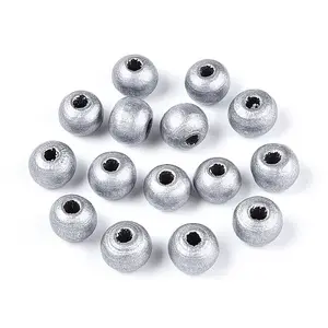 Spray Painted Round Natural Schima Wood Beads