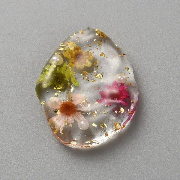 Transparent Resin with Dried Flower Pendants
