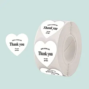 500Pcs Heart with Thank You Roll Stickers