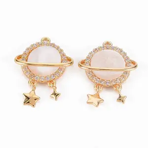 Brass Micro Pave Clear Cubic Zirconia Pendants