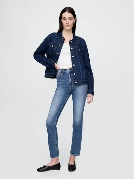 GAP Modré dámské džíny high rise cigarette jeans with secret smoothing pockets with W