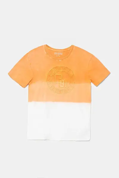 Dětské bavlněné tričko Guess oranžová barva, s aplikací, L5GI10 K8HM4