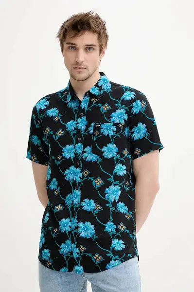 Košile Rip Curl pánská, černá barva, regular, s klasickým límcem, 04NMSH