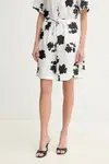 Lněné kraťasy Liviana Conti dámské, bílá barva, vzorované, high waist, L5SL57