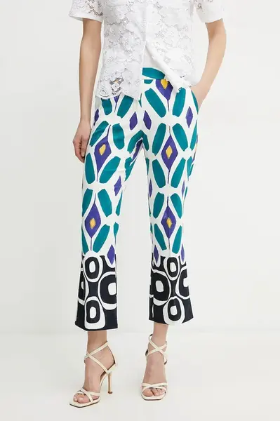 Kalhoty Luisa Spagnoli dámské, bílá barva, jednoduché, high waist, 542057