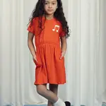 Dětské bavlněné šaty Mini Rodini Note oranžová barva, midi, 2525012142