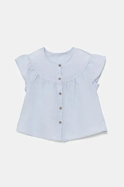 Dětská lněná košile United Colors of Benetton modrá barva, 5IPVGQ02E