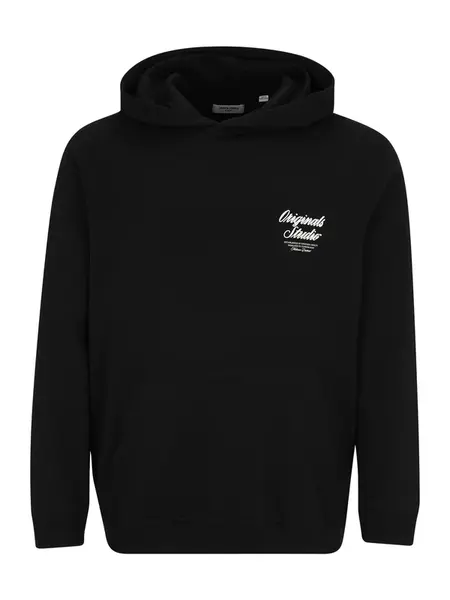 Jack & Jones Plus Mikina 'JORNORREBRO'  čierna / biela