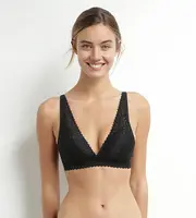 DIM TRIANGLE SOFT PADDED BRA - Women's Lace Padded Bra Without Underwire - Black