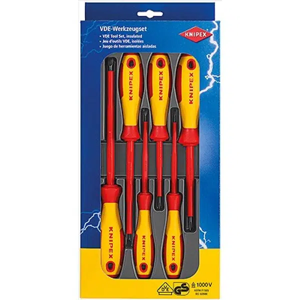 Šroubováky ploché a křížové, elektrikářské VDE 1000 V, 6 ks - Knipex 00 20 12 V01