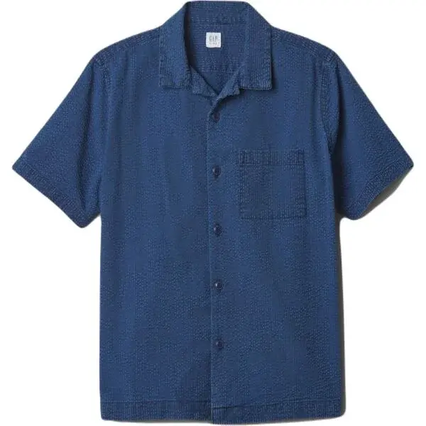 GAP SS SEERSUCKER Chlapecká košile, tmavě modrá, velikost