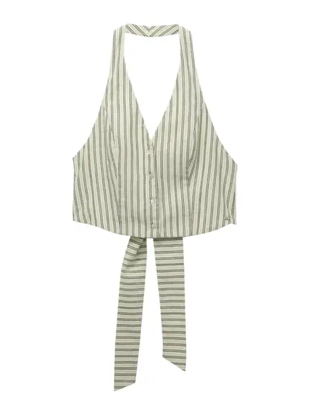 Pull&Bear Blúzka  kaki / svetlozelená