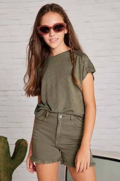 Dětské kraťasy Mayoral zelená barva, hladké, 275