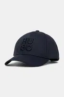 Bavlněná baseballová čepice HUGO tmavomodrá barva, s aplikací, 50533409