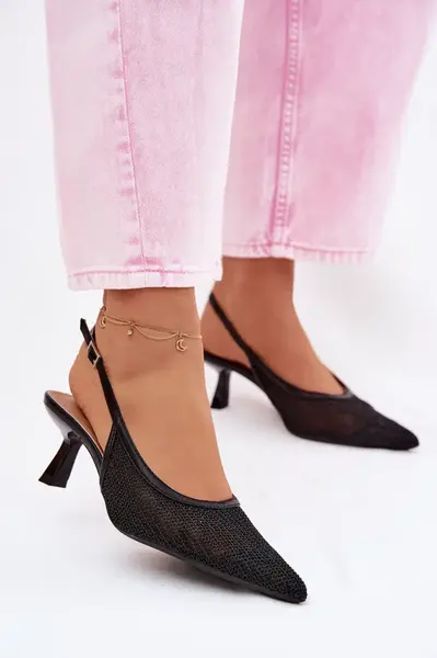 Boto černé sandály na tenkém podpatku