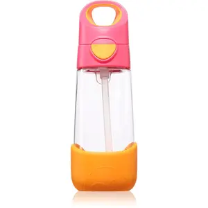b.box Bottle with Straw fľaša s rúrkou Strawberry Shake 1 ks