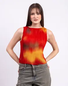 Thinking MU Flowers Pleated Dora Top MULTICOLOR S
