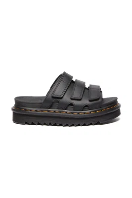 Kožené pantofle Dr. Martens Raine dámské, černá barva, na platformě, DM40522001