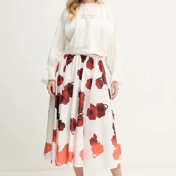 Sukně Liviana Conti bílá barva, midi, áčková, L5SU34