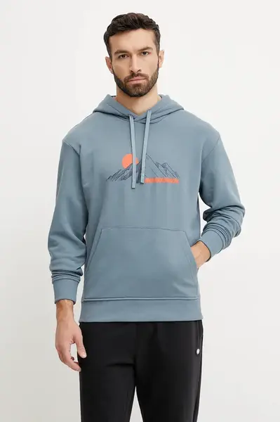 Mikina Rossignol Waterfall pánská, modrá barva, s kapucí, s potiskem, RLNMS10