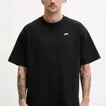 Bavlněné tričko Vans černá barva, s aplikací, VN000P56BLK1
