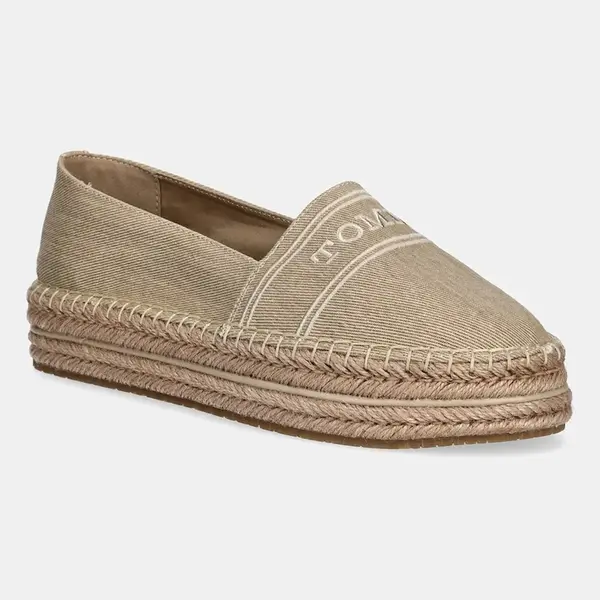 Espadrilky Tommy Hilfiger DENIM PLATFORM ESPADRILLE béžová barva, na platformě, FW0FW08543