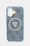 Obal na telefon Guess iPhone 16 modrá barva, GUHMP16SHG4PRTGB